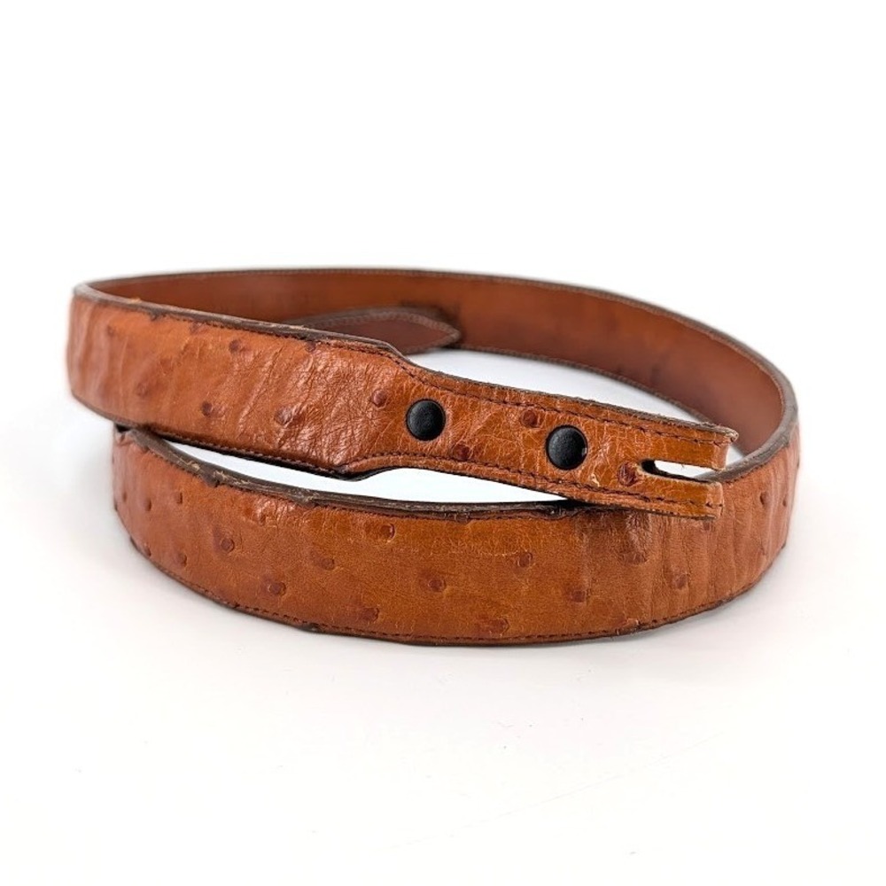 Deer Park Genuine Ostrich Leather Western Belt Brown Cognac Size 32